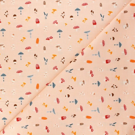 Tissu coton Sweater weather Toadstools - pêche x 10 cm