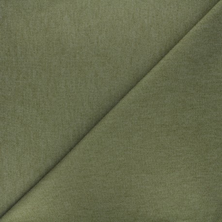 Tissu jean élasthanne uni - vert kaki x 10cm