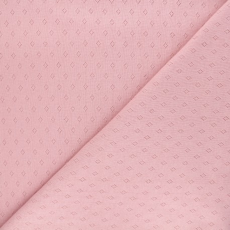 Tissu jersey maille ajourée Diamond - rose x 10cm