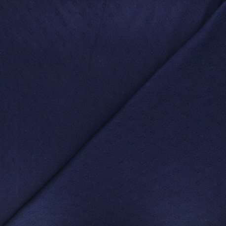 Tissu jersey maille ajourée Diamond - marine x 10cm