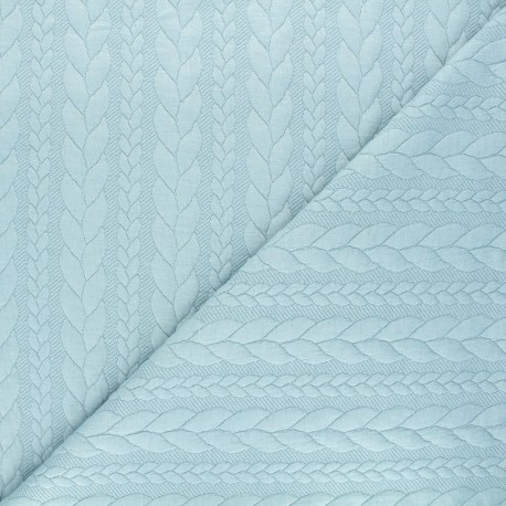 Tissu jersey Torsade chiné - bleu x 10cm
