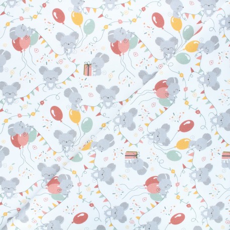 Tissu jersey Souricette birthday - blanc x 10cm