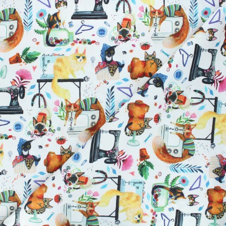 Tissu coton Dear Stella Sew Mischievous unraveled - Sew Mischievous - blanc x 10cm