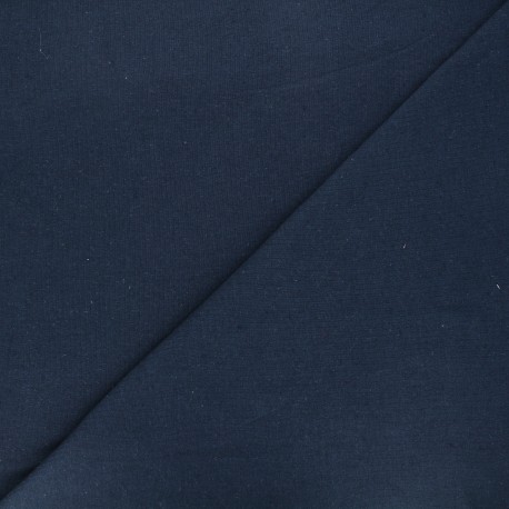 Tissu jersey coton lin chiné - bleu nuit x 10cm