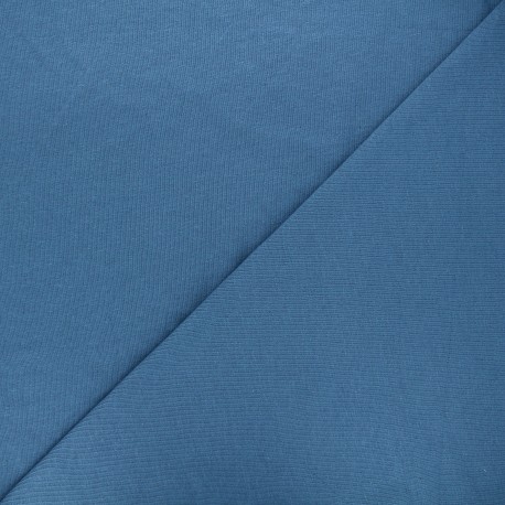 Tissu jersey coton lin chiné - bleu x 10cm