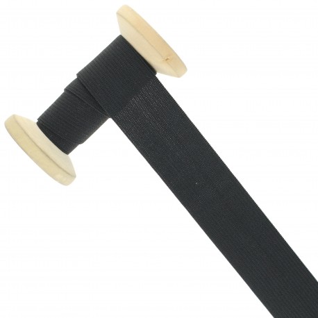 Ruban élastique souple Sanga 30 mm - noir - Bobine de 25 m