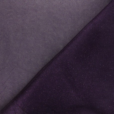 Tulle souple pailletté au mètre Aubergine