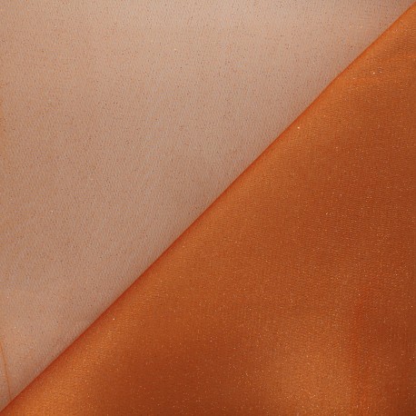 Tulle souple pailletté au mètre Orange