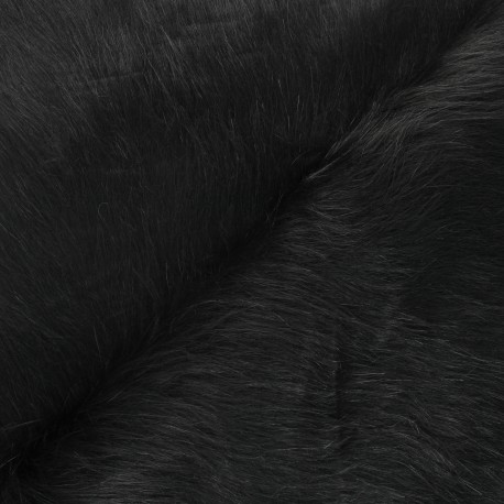Tissu fourrure poil long Yéti - noir x 10cm