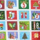 Tissu coton Makower UK Calendrier de l'avent - Merry santa x 59cm
