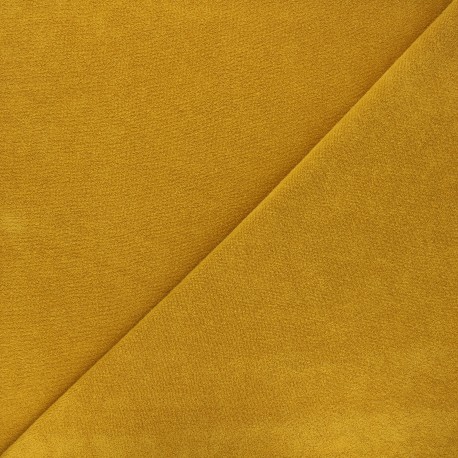 Tissu jersey éponge Cosy - jaune moutarde x 10cm