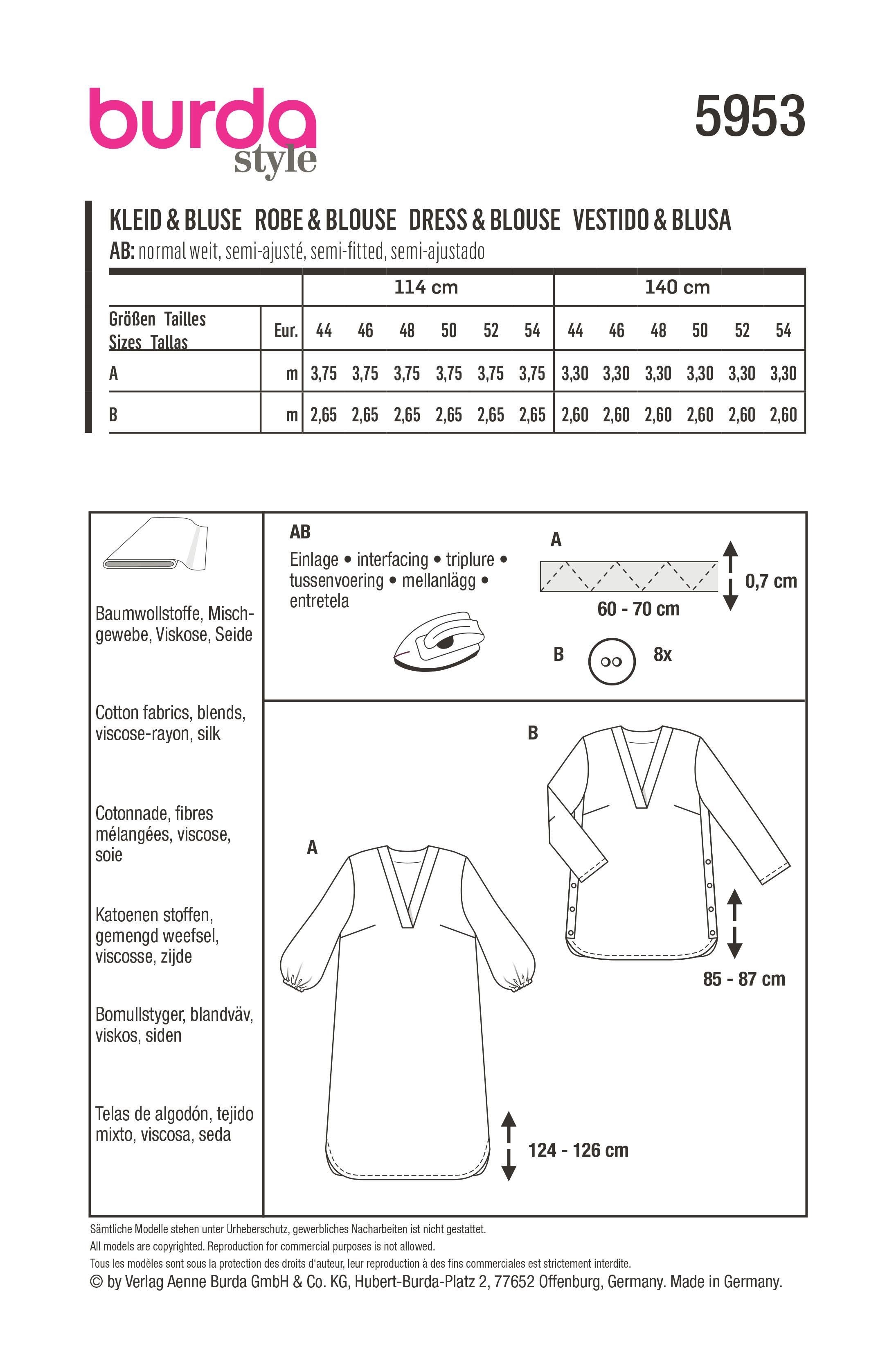Patron Couture Tunique Taille 52 Grande Taille Patron Burda Haut