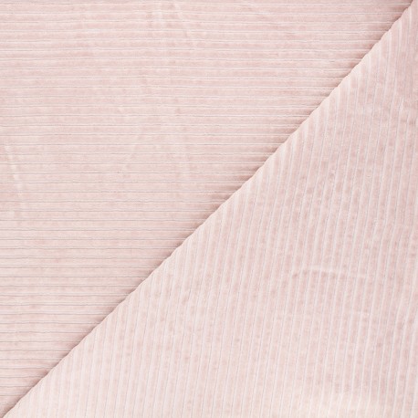 Tissu jersey velours côtelé Andrea - rose poudré x 10cm