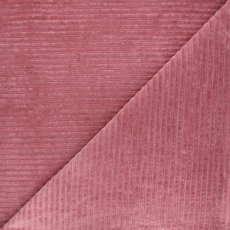 Tissu jersey velours côtelé Andrea - vieux rose x 10cm