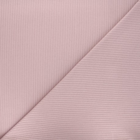 Tissu jersey côtelé - rose x 10cm