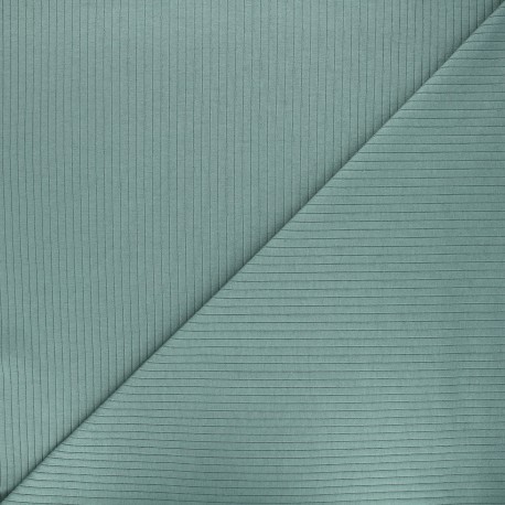 Tissu jersey côtelé - vert sauge x 10cm