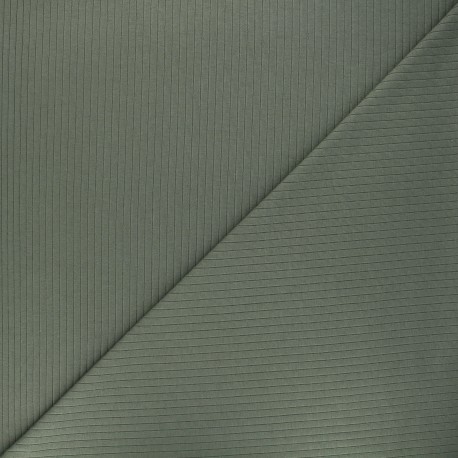 Tissu jersey côtelé - vert kaki x 10cm