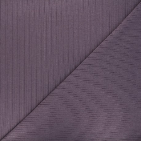 Tissu jersey côtelé - violet x 10cm