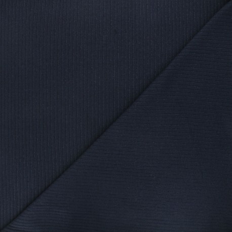 Tissu jersey côtelé - bleu marine x 10cm