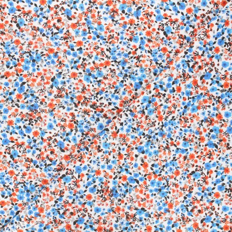 Tissu coton cretonne Iris - orange x 10cm