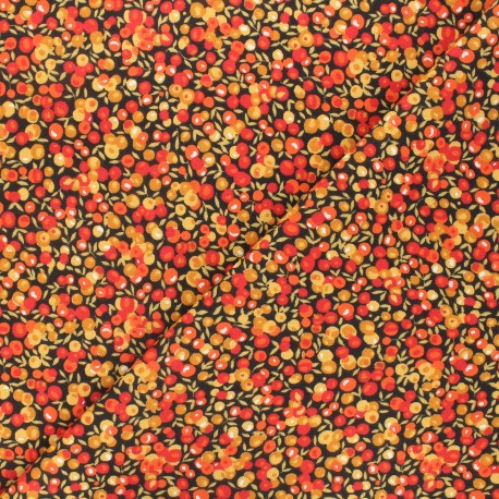 Tissu coton cretonne Berry - noir x 10cm