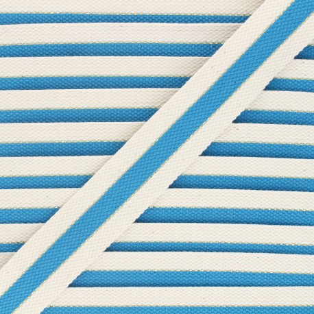 Sangle polycoton lurex 30 mm - bleu x 1m