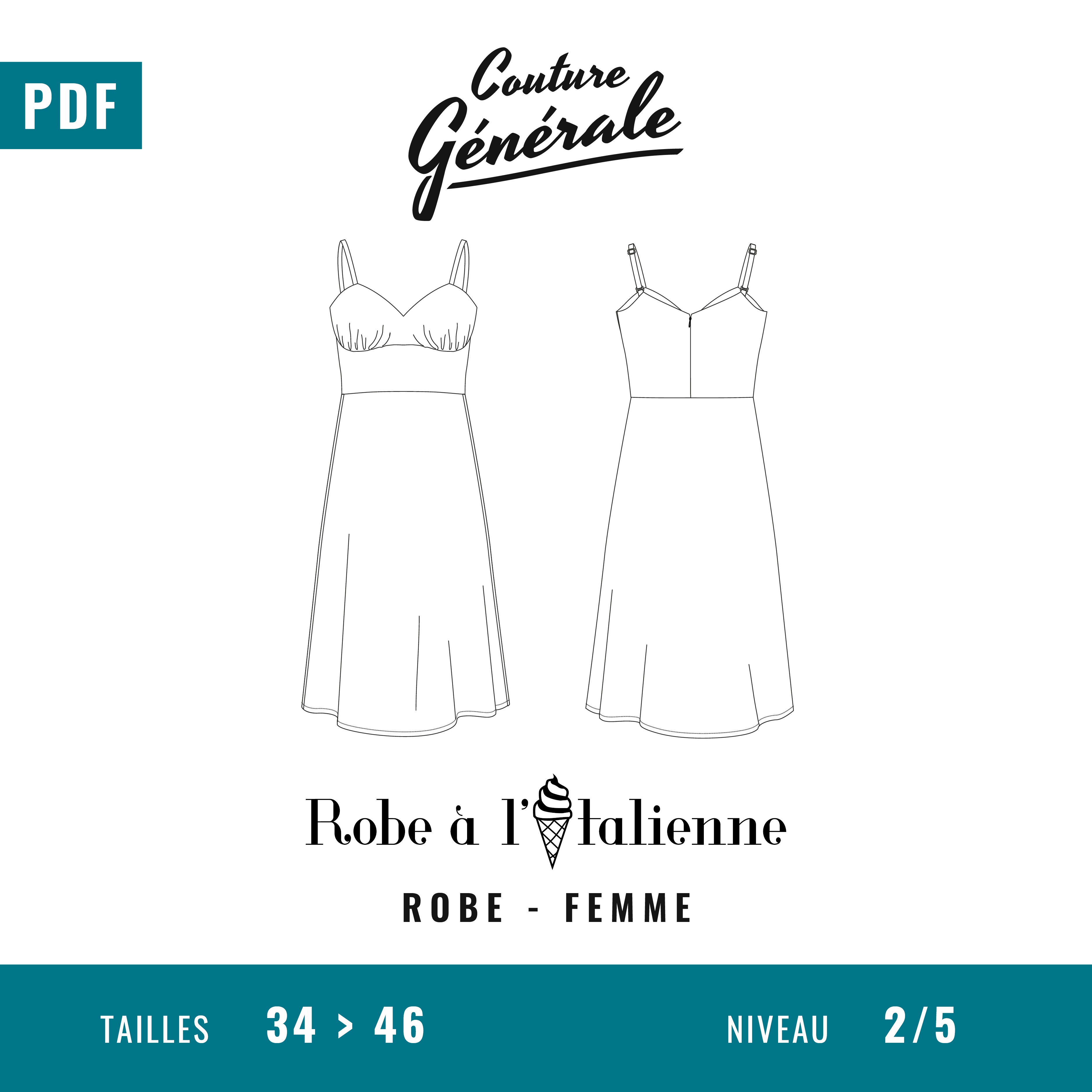 Patron Robe Robe à l'italienne PDF Couture Générale