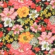 Tissu popeline de viscose Flore - noir x 10cm