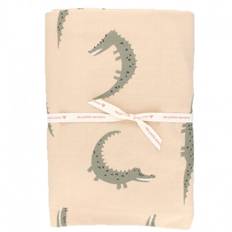 Coupon tissu jersey Poppy Léo le croco - beige (95 cm x 148 cm)