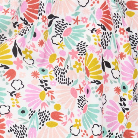 Tissu coton Camelot Fabrics Everyday You - Paper cut floral - blanc x 10cm