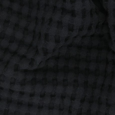 Tissu coton nid d'abeille XL Barbade - noir x 10cm
