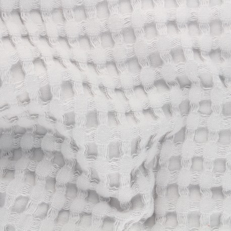 Tissu coton nid d'abeille XL Barbade - gris perle x 10cm
