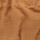Tissu double gaze de coton pois doré - caramel x 10cm