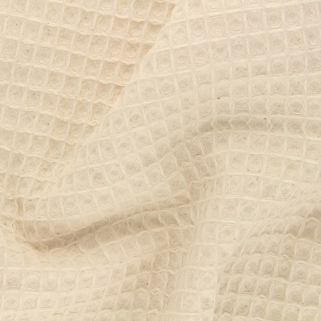Tissu piqué de coton nid d'abeille Elliot - naturel x 10cm