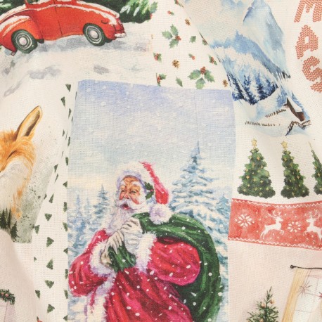 Tissu popeline de coton Flashback de noël - naturel x 10cm