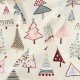 Tissu popeline de coton Forêt de Noël - écru x 10cm