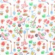Tissu coton cretonne enduit Dessin jardinage - blanc