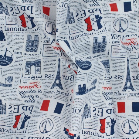 Tissu coton Paris French Touch - gris