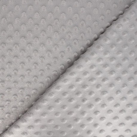 Tissu Velours minkee doux relief à pois x 10cm