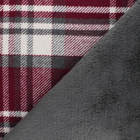 Tissu lainage à carreaux envers fourrure