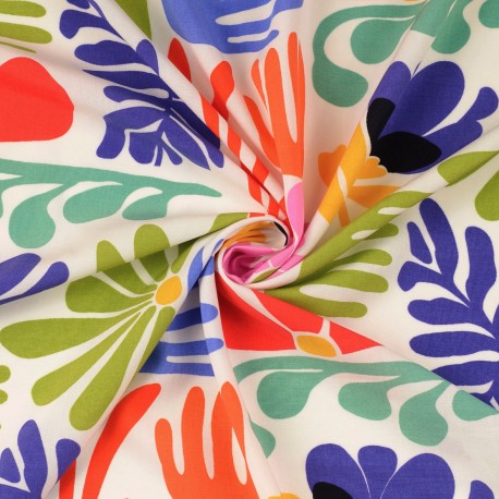 Tissu viscose Fleurs pop