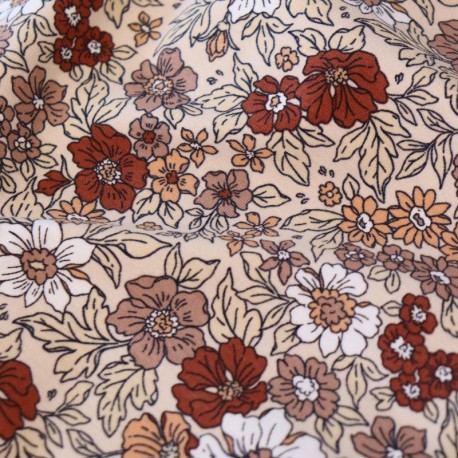 Tissu jersey Floréale - beige