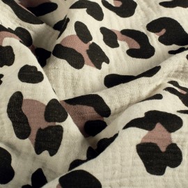 Tissu double gaze de coton Léopard