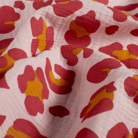 Tissu double gaze de coton Léopard