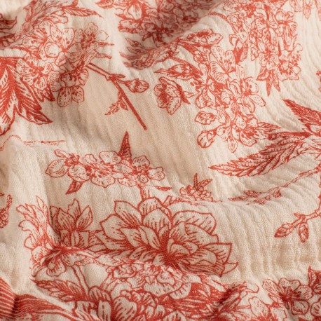 Tissu double gaze de coton Jouy