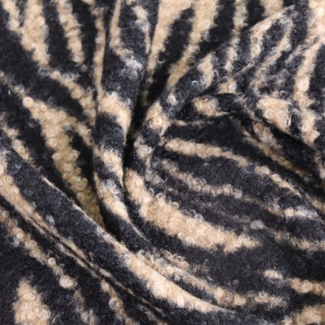 Tissu lainage bouclette Zèbre - marron
