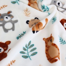 Tissu doudou Cute animals - écru