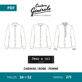 Patron Couture Générale chemise / robe - Jean & col (PDF)