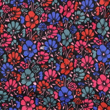 Tissu coton enduit Bloomsy - noir