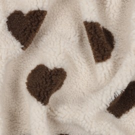 Tissu fourrure sherpa Coeurs
